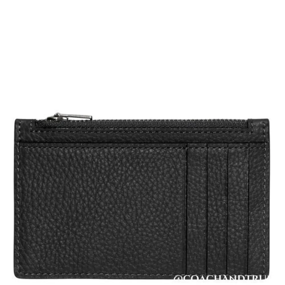 COACH 2PC Leather Houston Flight Bag Black Gunmetal‎ & Zip Card Case NWT